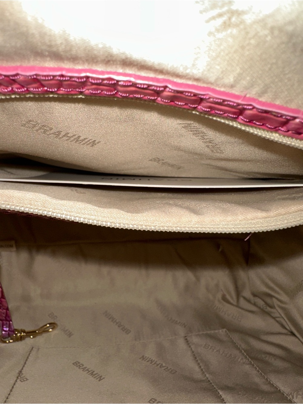 Brahmin Grapefruit Ombre Large Caroline Pink/Purple and Gold Satchel NWOT - Picture 13 of 15